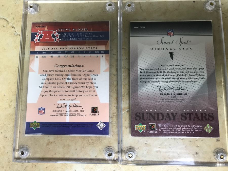 Pair Of Jersey Football Cards: Michael Vick And Steve McNair [Photo 5]