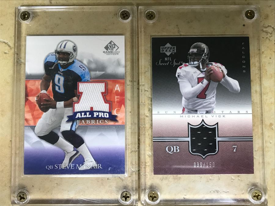Pair Of Jersey Football Cards: Michael Vick And Steve McNair