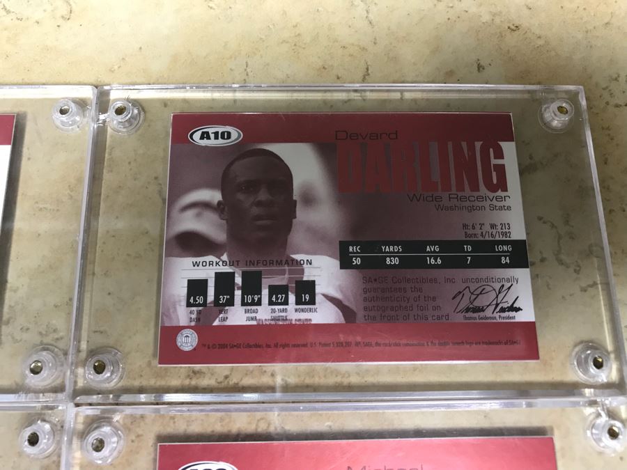 (4) SAGE Signed Football Cards: P. K. Sam, Devard Darling, J. T. O'Sullivan And Michael Jenkins [Photo 15]