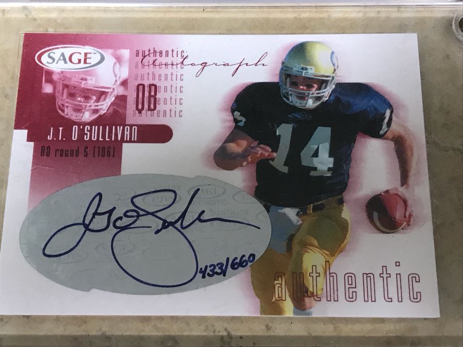 (4) SAGE Signed Football Cards: P. K. Sam, Devard Darling, J. T. O'Sullivan And Michael Jenkins [Photo 7]