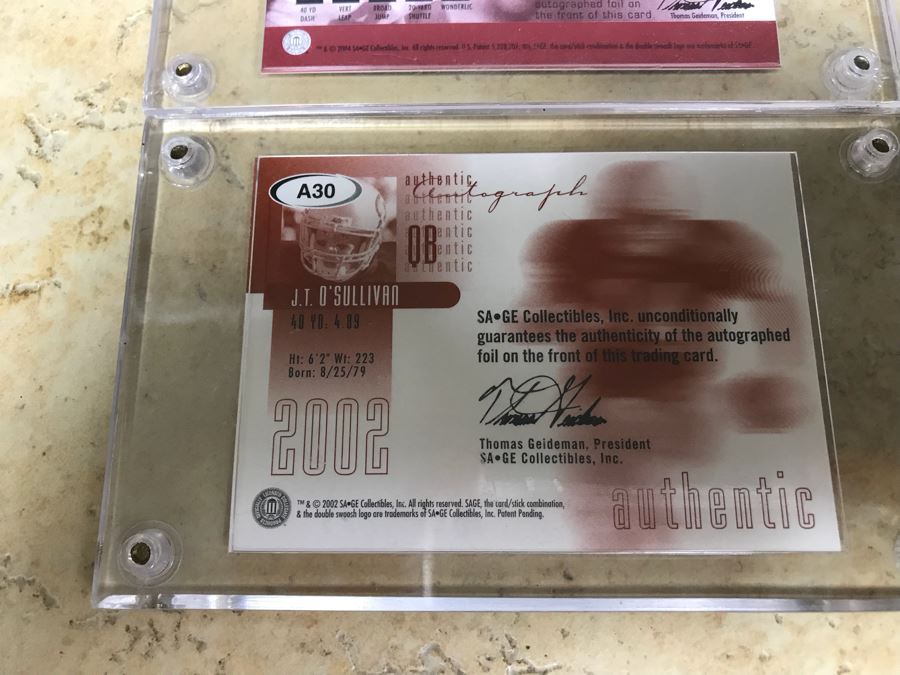 (4) SAGE Signed Football Cards: P. K. Sam, Devard Darling, J. T. O'Sullivan And Michael Jenkins [Photo 13]