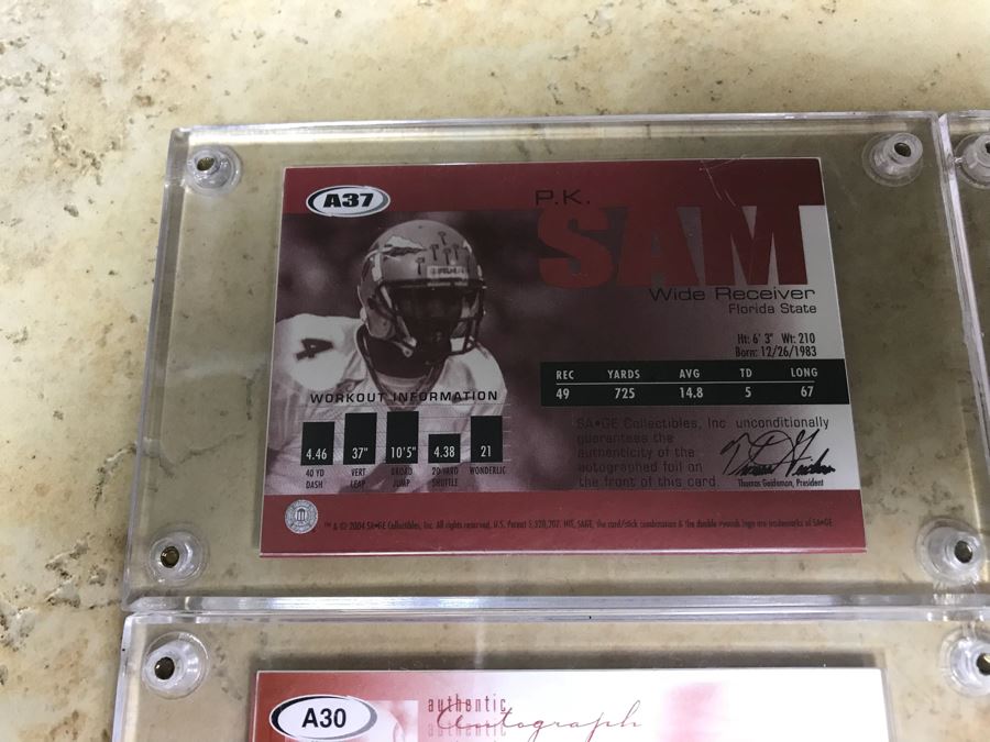 (4) SAGE Signed Football Cards: P. K. Sam, Devard Darling, J. T. O'Sullivan And Michael Jenkins [Photo 12]