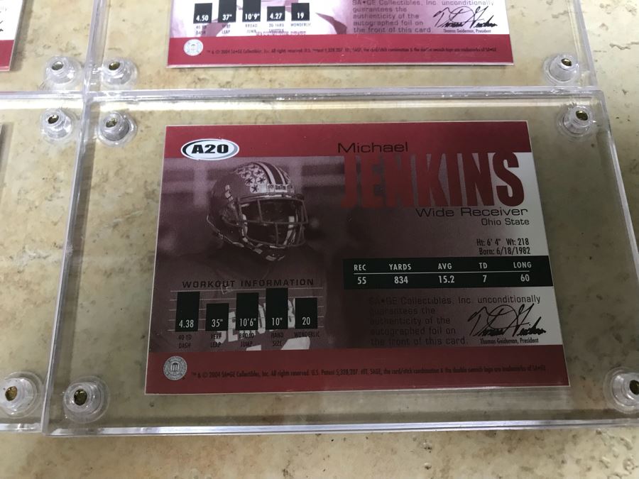 (4) SAGE Signed Football Cards: P. K. Sam, Devard Darling, J. T. O'Sullivan And Michael Jenkins [Photo 14]