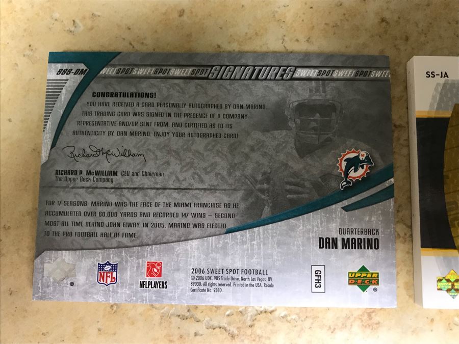 Pair Of Upper Deck Signed Football Cards Dan Marino And Jack Ham [Photo 8]