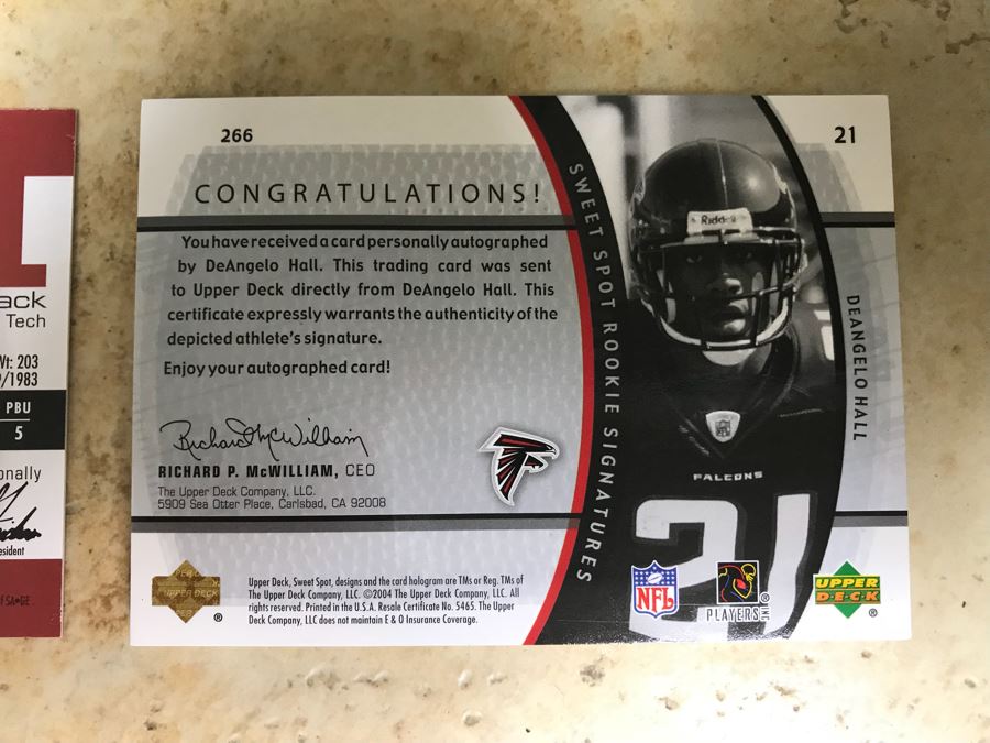 Pair Of Signed Football Cards DeAngelo Hall 2004 SAGE Virginia Tech And 2004 Upper Deck Limited Edition [Photo 6]