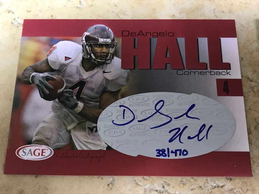 Pair Of Signed Football Cards DeAngelo Hall 2004 SAGE Virginia Tech And 2004 Upper Deck Limited Edition [Photo 4]