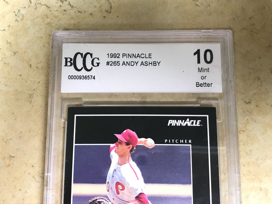 1992 Pinnacle Graded 10 Baseball Card Andy Ashby [Photo 3]