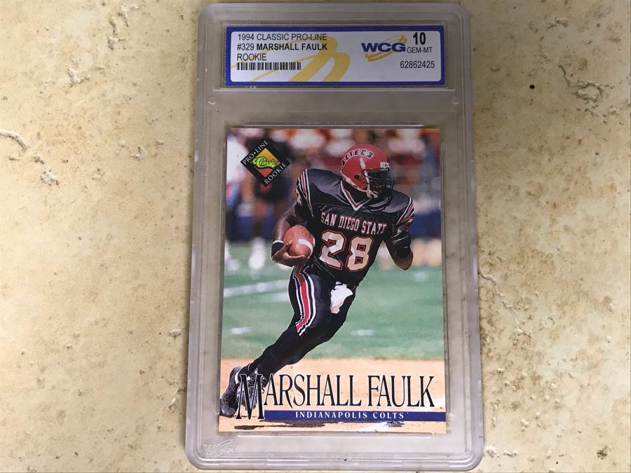 1994 Classic Pro-Line Graded 10 Rookie Card Marshall Faulk