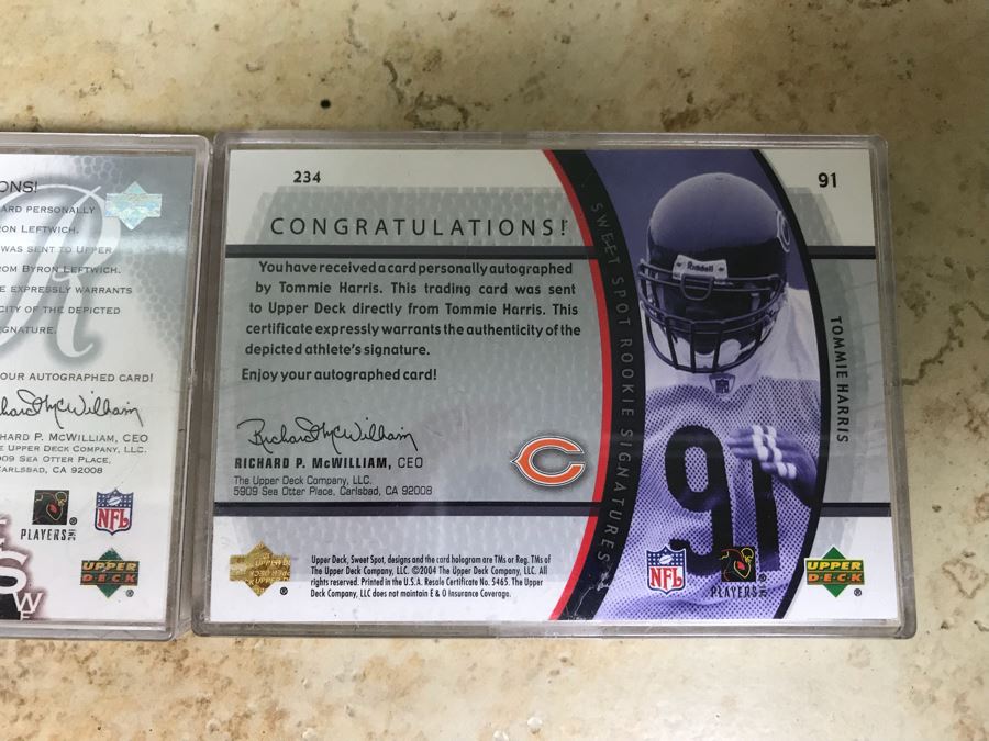 Pair Of Signed Upper Deck Rookie Cards Byron Leftwich And Tommie Harris [Photo 6]