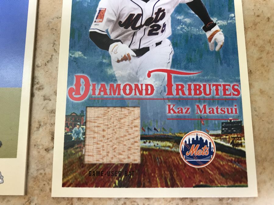 2005 Fleer Game-Worn Jersey Baseball Card Of Chipper Jones And Piece Of Game-Used Bat Baseball Card Of Kaz Matsui [Photo 5]