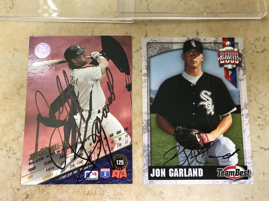 Pair Of Signed Baseball Cards: Jeff Bagwell And Jon Garland Rookie Card