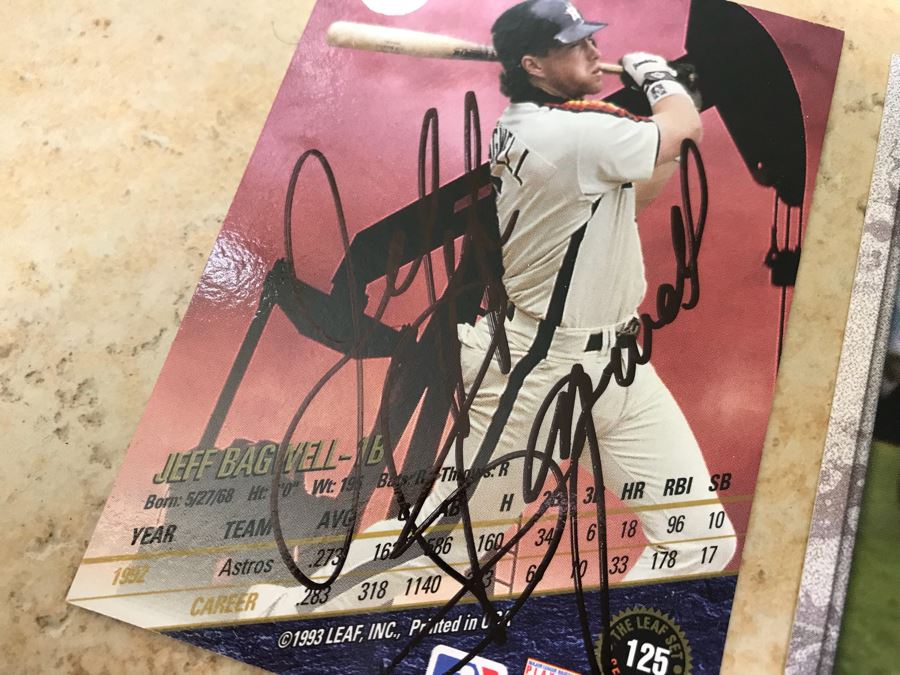 Pair Of Signed Baseball Cards: Jeff Bagwell And Jon Garland Rookie Card [Photo 3]