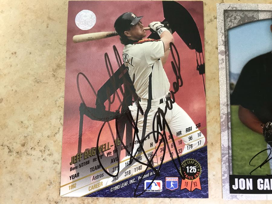 Pair Of Signed Baseball Cards: Jeff Bagwell And Jon Garland Rookie Card [Photo 2]