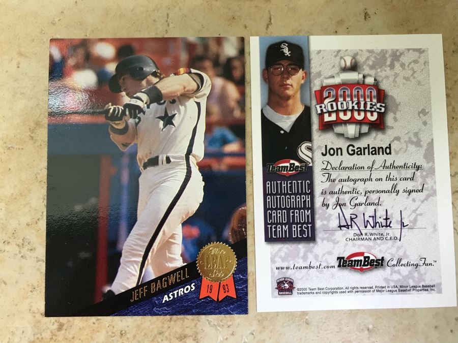 Pair Of Signed Baseball Cards: Jeff Bagwell And Jon Garland Rookie Card [Photo 6]