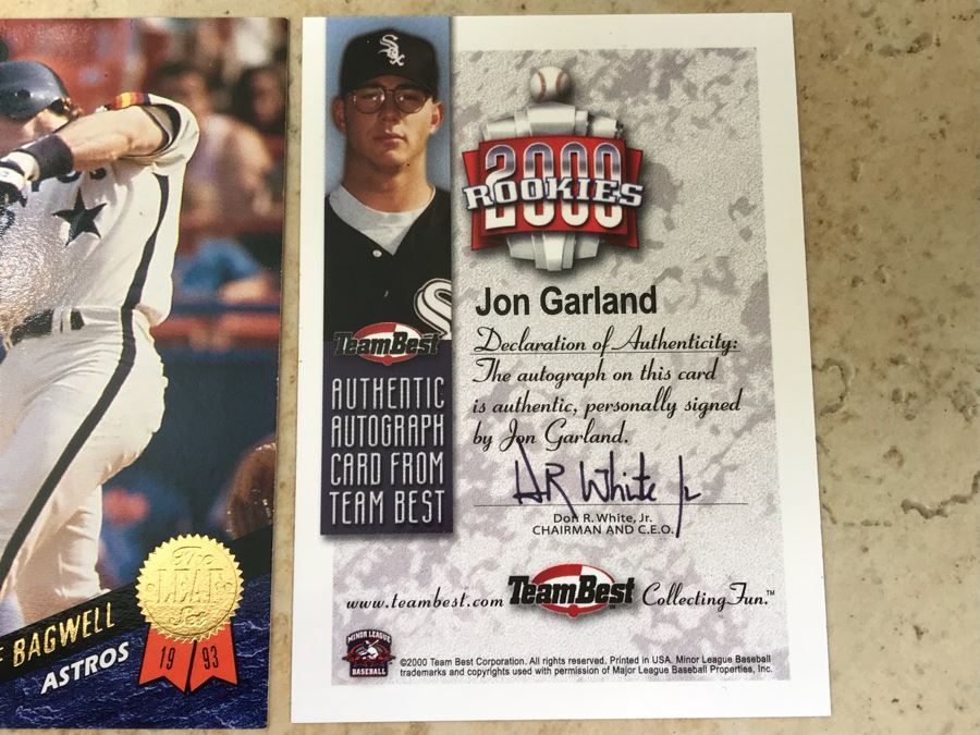 Pair Of Signed Baseball Cards: Jeff Bagwell And Jon Garland Rookie Card [Photo 8]