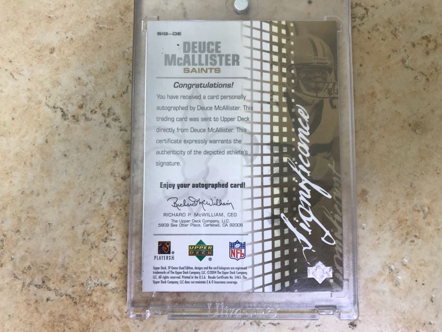 2004 Upper Deck Signed Football Card Deuce McAllister [Photo 3]