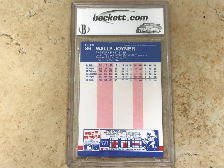 1987 Fleer Graded 10 Wally Joyner Baseball Card [Photo 3]