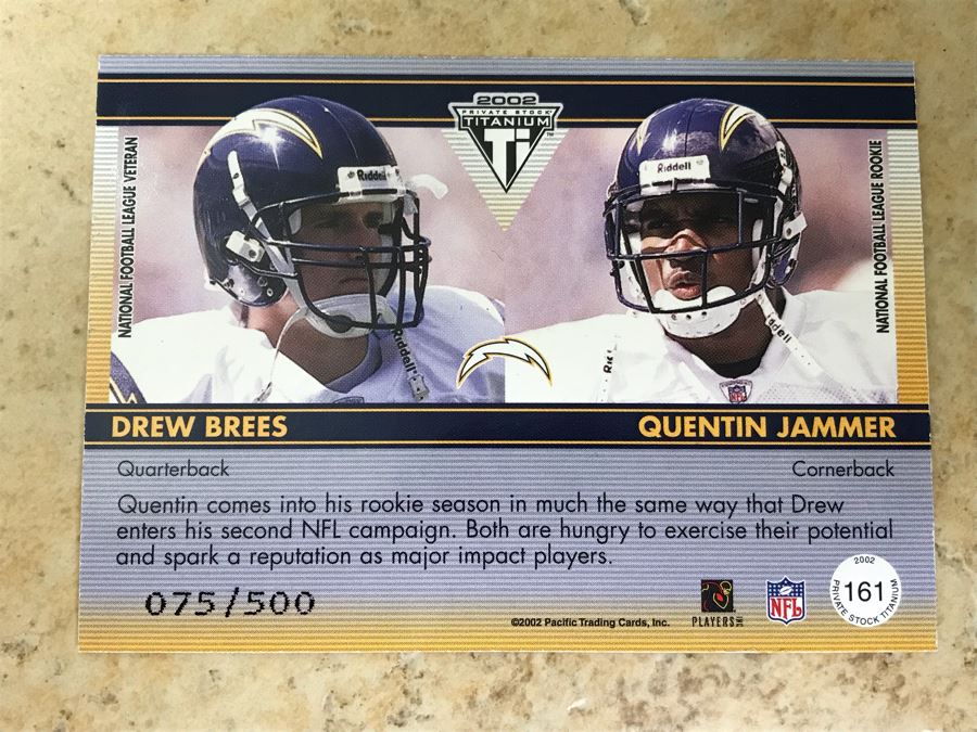 2002 Private Stock Drew Brees Game-Worn Jersey And Quentin Jammer