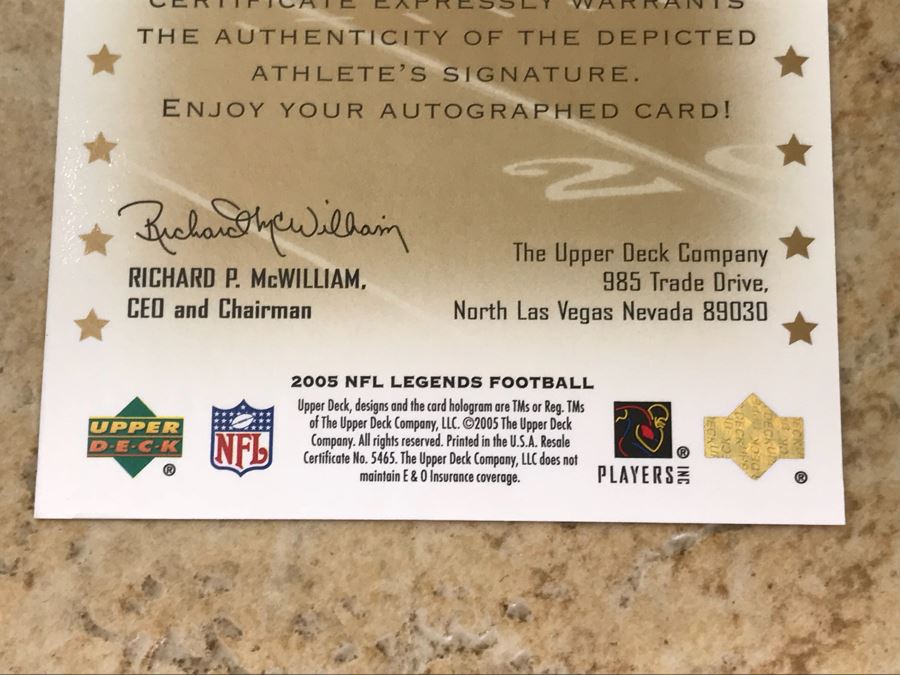 2005 Upper Deck Signed Football Card Charlie Joiner [Photo 5]