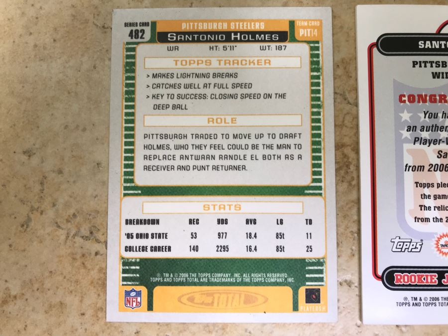 Pair Of 2006 Topps Football Cards Santonio Holmes [Photo 6]
