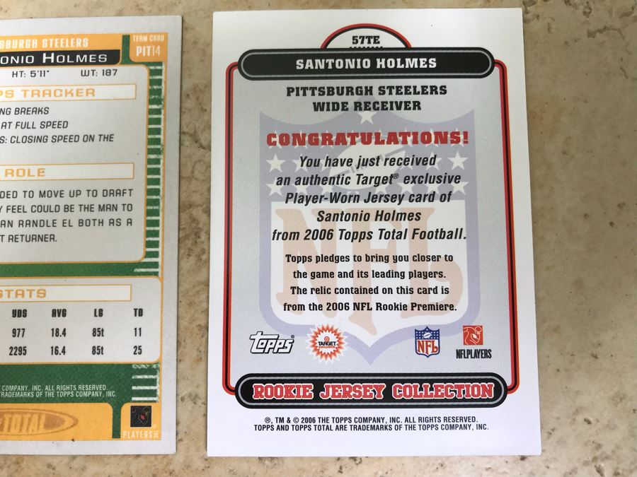 Pair Of 2006 Topps Football Cards Santonio Holmes [Photo 7]