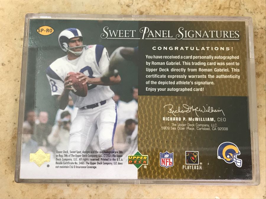 2004 Upper Deck Signed Sweet Panel Football Card Roman Gabriel [Photo 3]