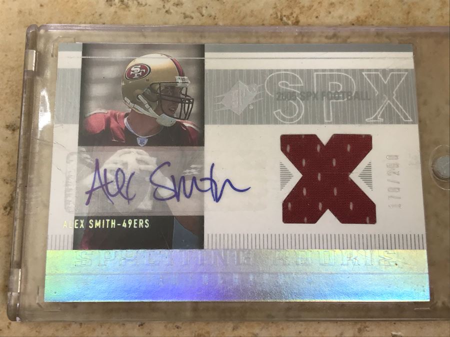 2005 Upper Deck Signed Football Card With Event Worn Jersey Alex Smith Limited Edition [Photo 1]