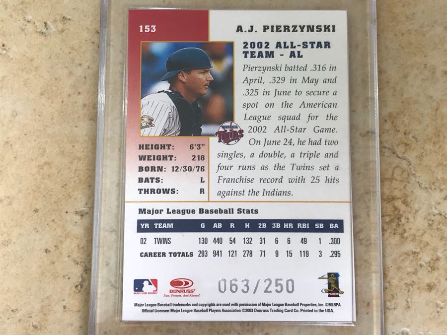 2003 Donruss Sigend Baseball Card A. J. Pierzynski [Photo 4]