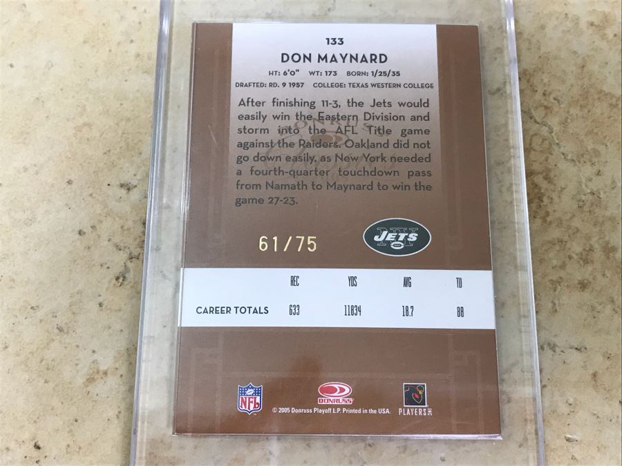 2005 Donruss Signed Football Card Don Maynard Limited Edition [Photo 3]