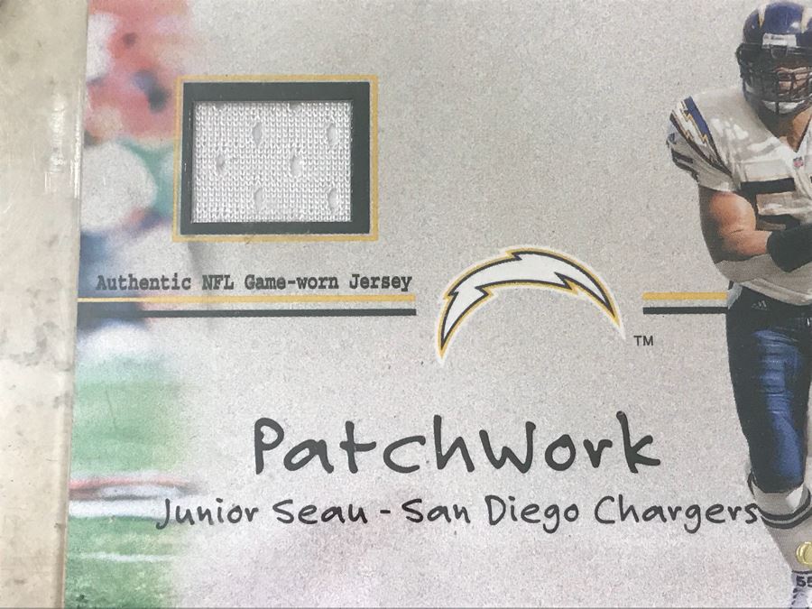 Fleer 2001 Football Card With Piece Of Authentic Game-Worn Jersey Junior Seau [Photo 3]