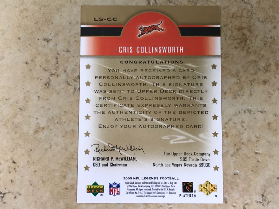 Signed Chris Collinsworth Football Card 2005 Upper Deck [Photo 3]