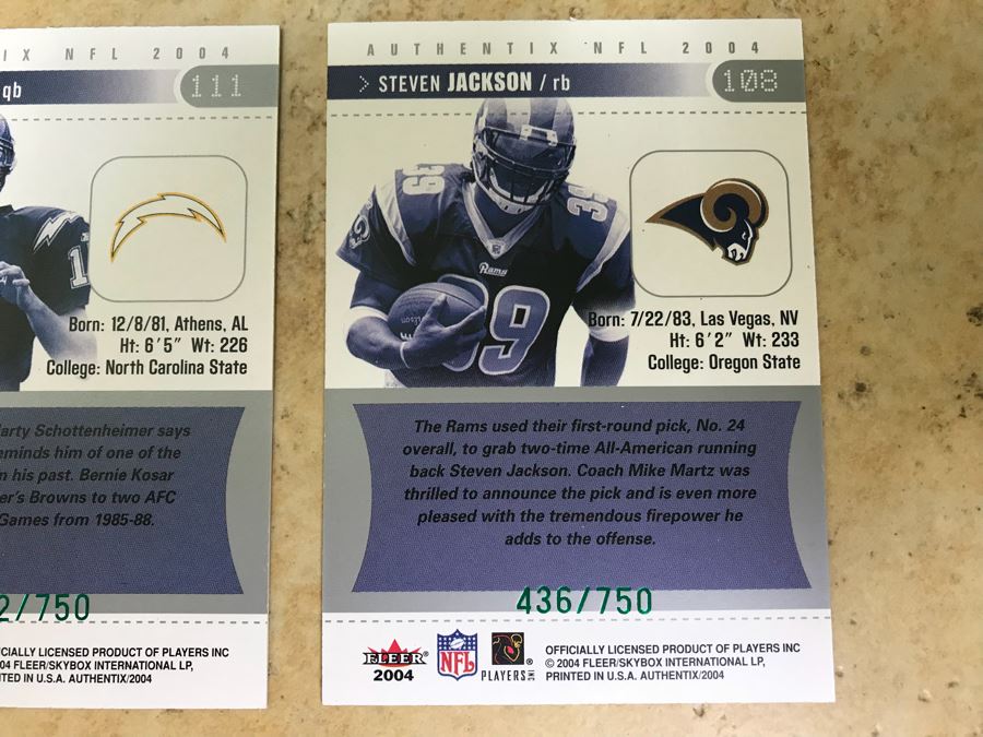 Fleer 2004 Limited Edition Football Cards Philip Rivers And Steven Jackson [Photo 6]