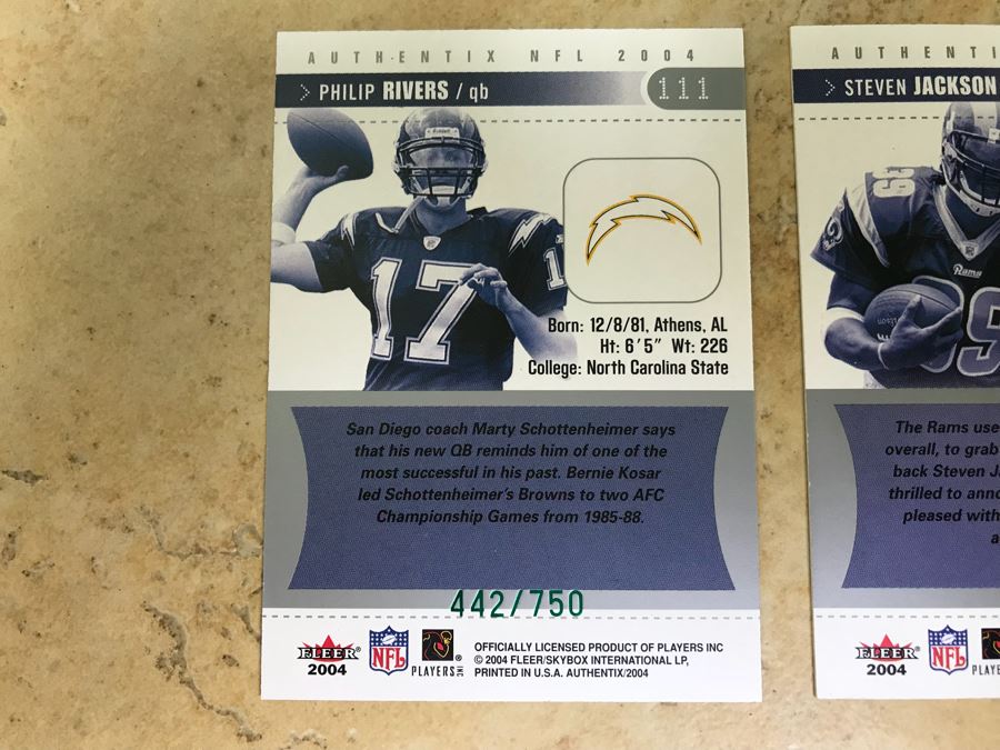Fleer 2004 Limited Edition Football Cards Philip Rivers And Steven Jackson [Photo 5]