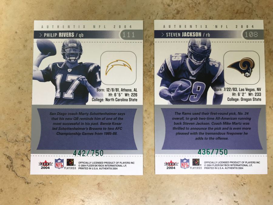 Fleer 2004 Limited Edition Football Cards Philip Rivers And Steven Jackson [Photo 4]