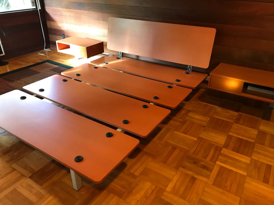 Cassina Italian Queen Size Modern Bed With Attached Nightstands [Photo 6]