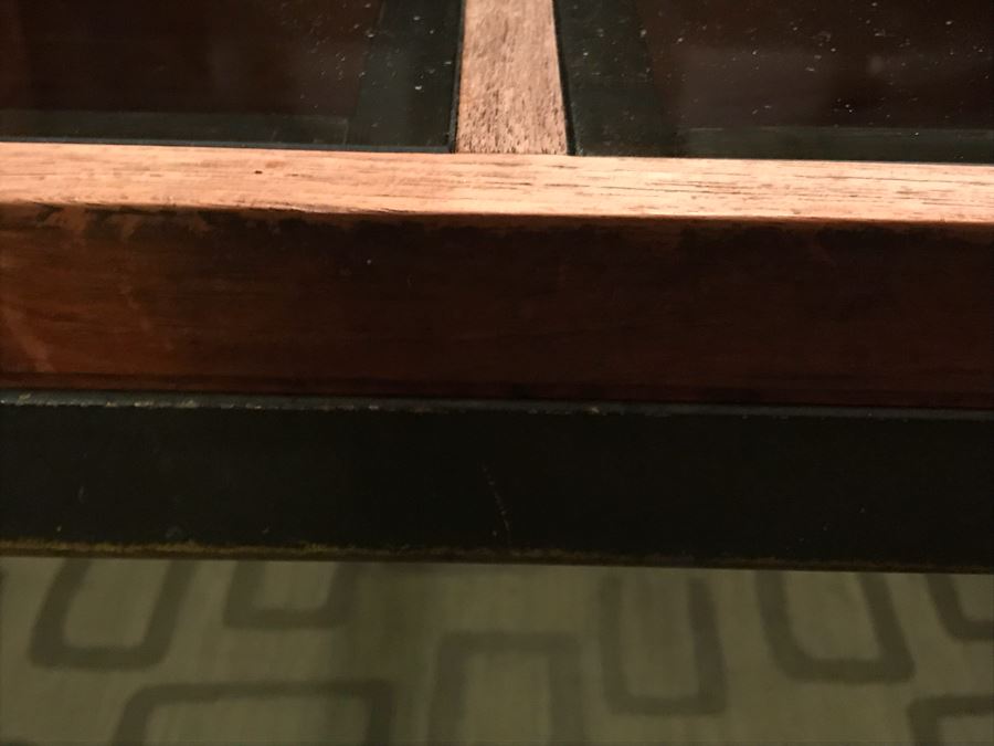 Modernist Dining Table Constructed Of Wooden Sides Metal Legs And A 3-Panel Glass Top [Photo 6]