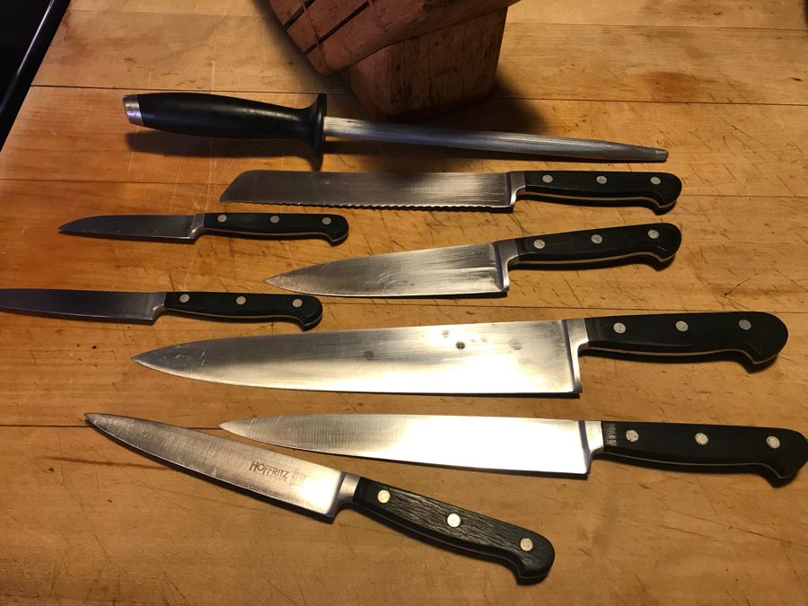 Set Of Kitchen Knives (Mainly Hoffritz) And Wooden Knife Holder [Photo 3]