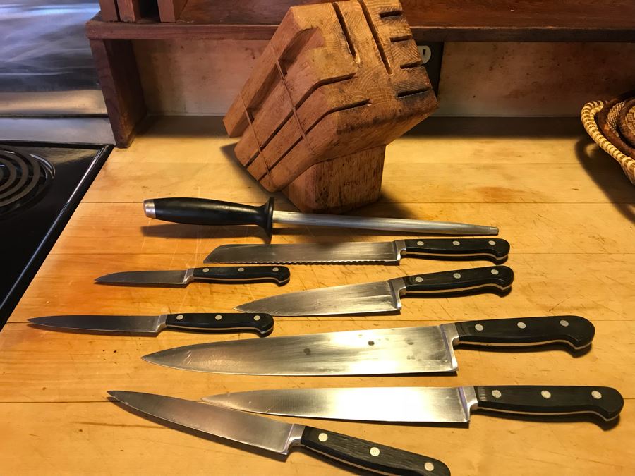 Set Of Kitchen Knives (Mainly Hoffritz) And Wooden Knife Holder [Photo 2]
