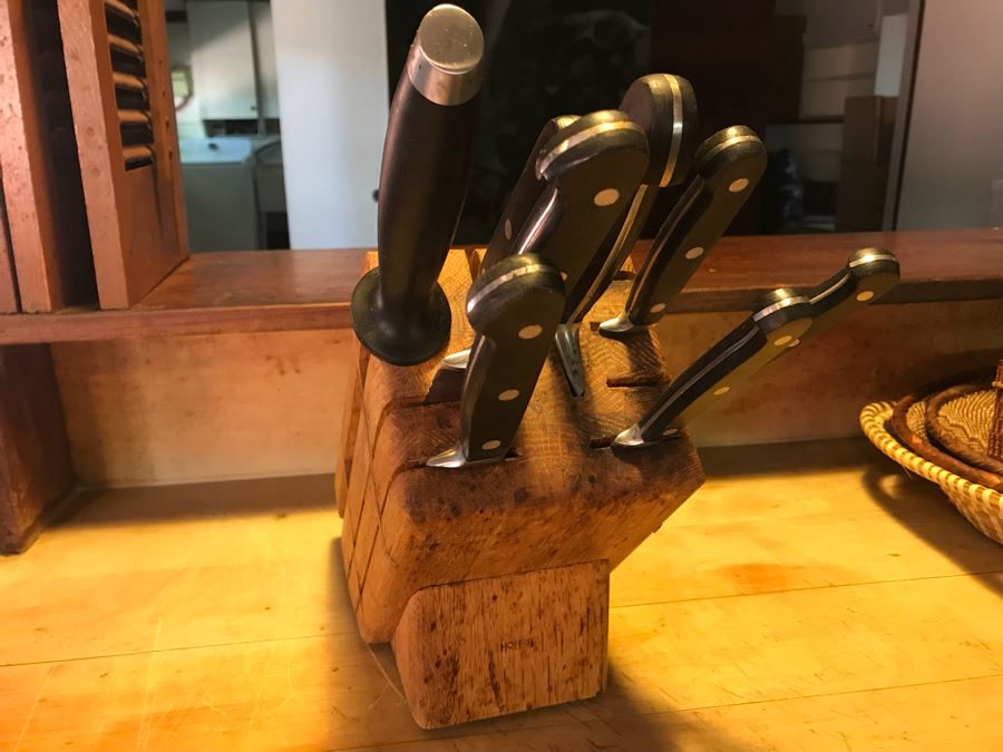 Set Of Kitchen Knives (Mainly Hoffritz) And Wooden Knife Holder [Photo 5]