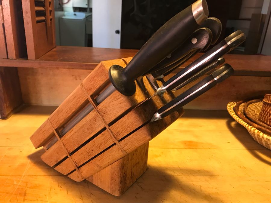 Set Of Kitchen Knives (Mainly Hoffritz) And Wooden Knife Holder [Photo 4]