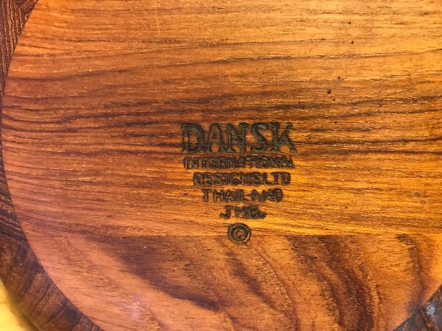 Large Wooden Salad Bowl With Wooden Spoons, Wooden Tray, (12) Carved Wooden Bowls (Some DANSK) And Frank Lloyd Wright Style Wooden Trivet [Photo 9]