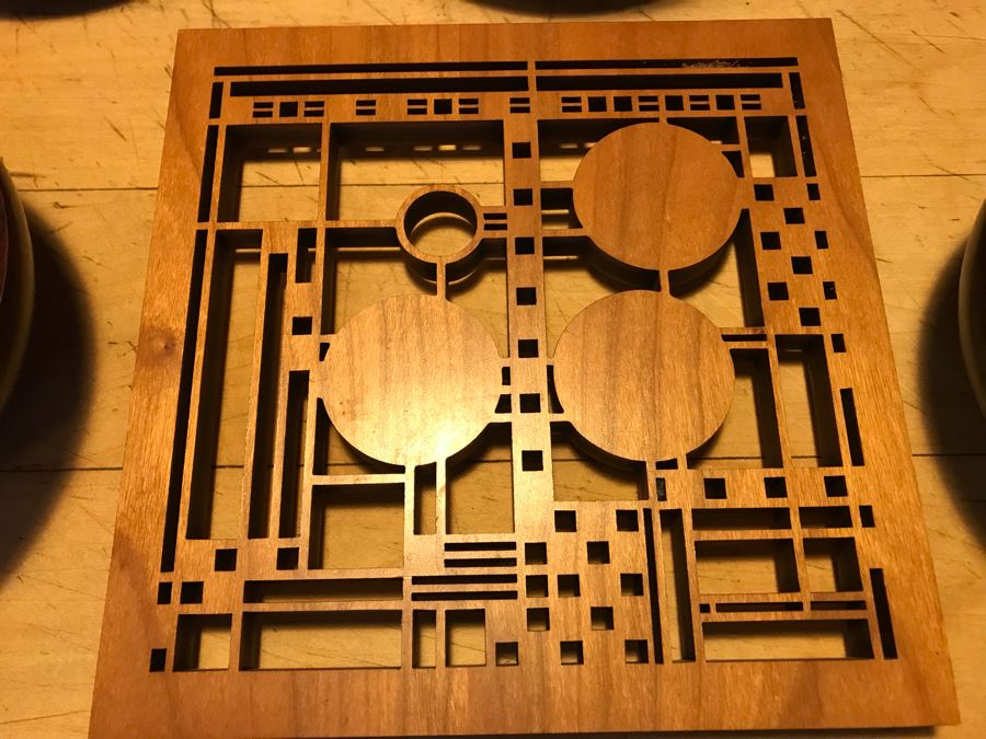 Large Wooden Salad Bowl With Wooden Spoons, Wooden Tray, (12) Carved Wooden Bowls (Some DANSK) And Frank Lloyd Wright Style Wooden Trivet [Photo 5]