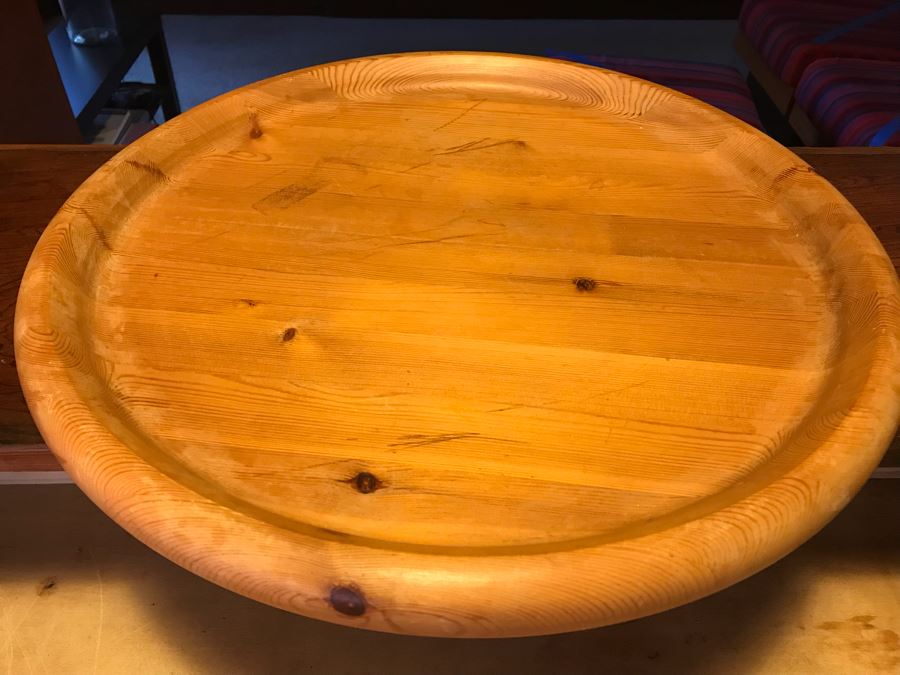 Large Wooden Salad Bowl With Wooden Spoons, Wooden Tray, (12) Carved Wooden Bowls (Some DANSK) And Frank Lloyd Wright Style Wooden Trivet [Photo 16]