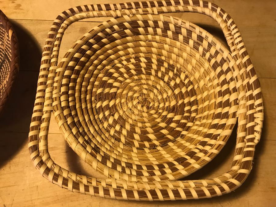 Various Native American Baskets With Pair Of DANSK Teak Mid-Century Modern Salad Servers [Photo 17]
