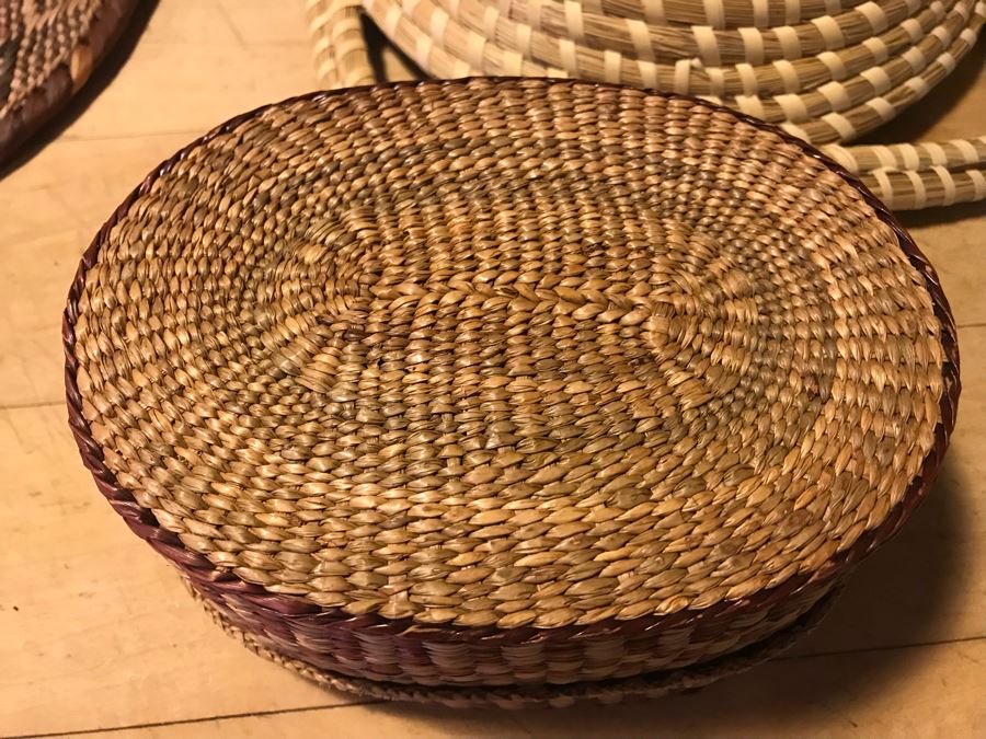 Various Native American Baskets With Pair Of DANSK Teak Mid-Century Modern Salad Servers [Photo 22]