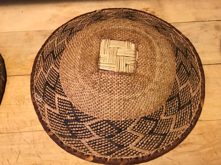 Various Native American Baskets With Pair Of DANSK Teak Mid-Century Modern Salad Servers [Photo 20]