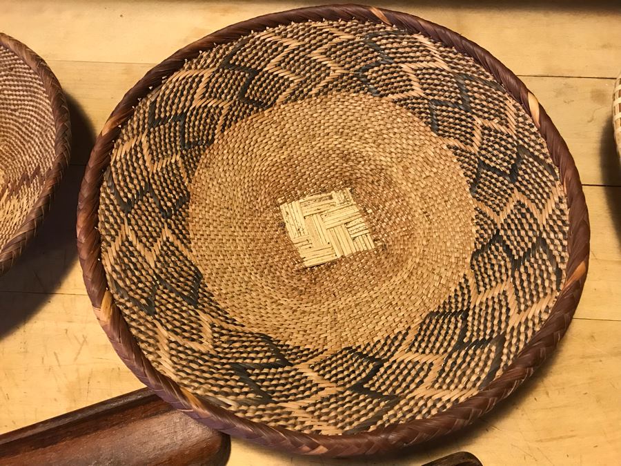 Various Native American Baskets With Pair Of DANSK Teak Mid-Century Modern Salad Servers [Photo 3]