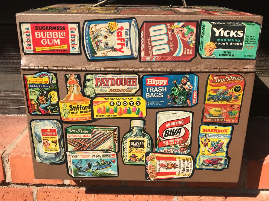 Vintage Metal Storage Box Decorated With MAD Magazine Stickers [Photo 4]