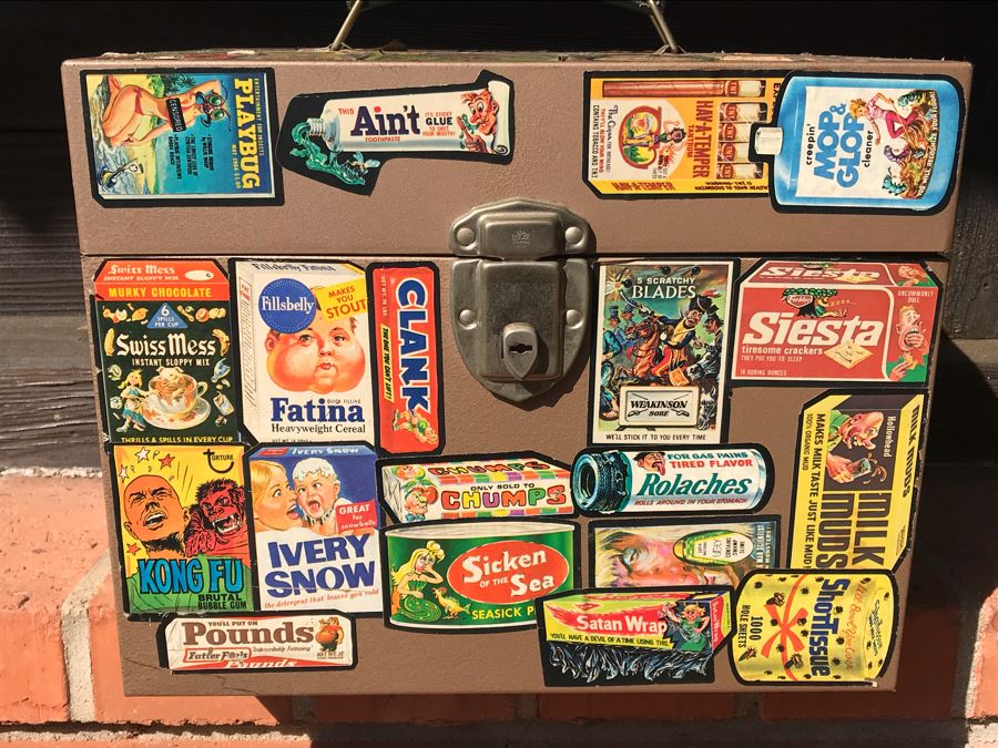 Vintage Metal Storage Box Decorated With MAD Magazine Stickers [Photo 2]