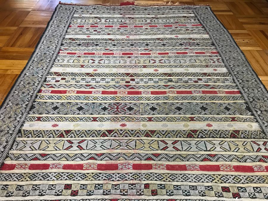 Vintage Hand Knotted Wool Rug With Intricate Geometric Patterns 6' 8' X 3' 7' [Photo 9]